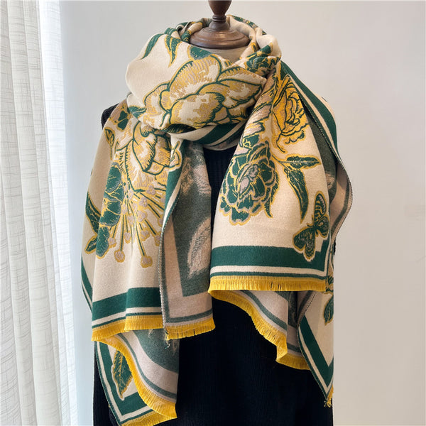 Bufanda Étnica de Cachemira Artificial Vintage para Mujer - Cálida y Elegante