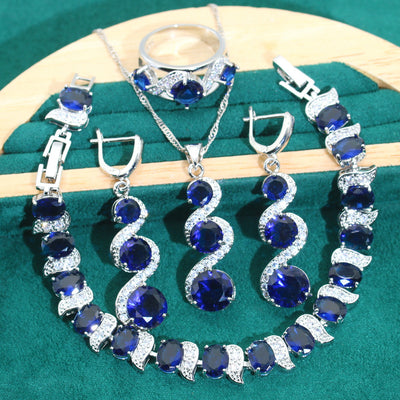 Conjunto de Joyería Zircón de 4 Piezas: Collar, Pulsera, Aretes y Anillo - Image 6
