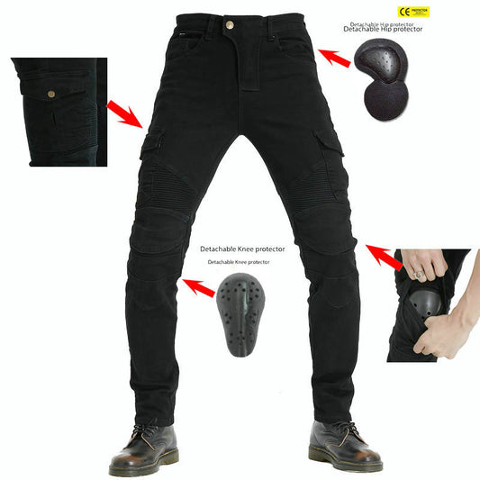 Pantalones de Motociclismo Tácticos Verde Militar con Múltiples Bolsillos y Protección Anti-Caída