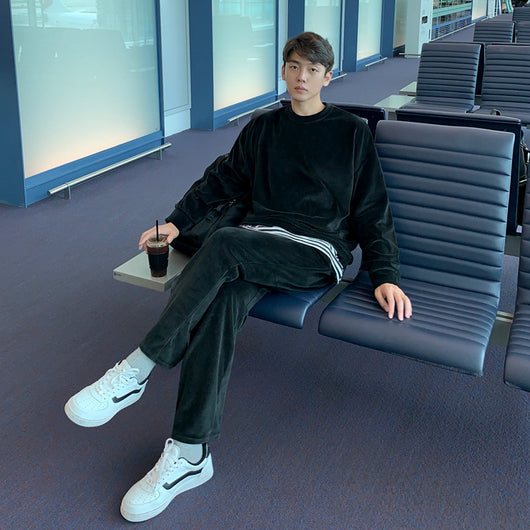 Conjunto Deportivo Casual para Hombre - Suéter y Chamarra de Color Sólido - Image 12