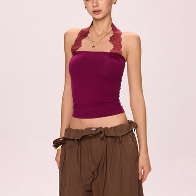 Top Halter de Encaje Púrpura con Tirantes Finos - Estilo Hot Girl - Image 9