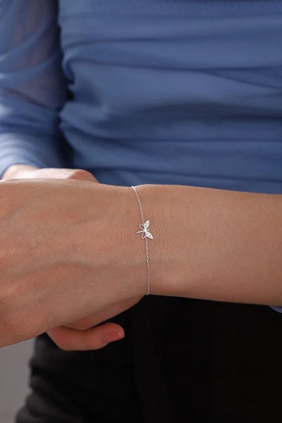 Pulsera Minimalista de Plata 925 con Libélula y Zirconia Blanca
