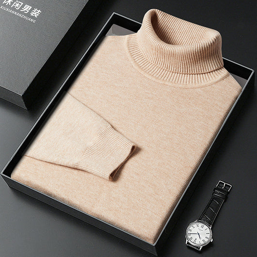 Suéter Cuello Alto para Hombre - Abrigo Básico Invierno Colores Sólidos - Image 12