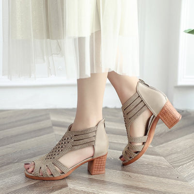Zapatos cómodos para mamá con tacón romano y suela antideslizante - Image 12