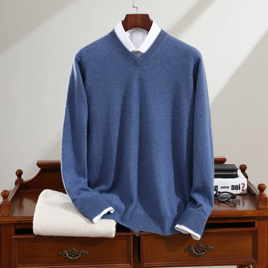 Suéter de Cashmira Puro para Hombre - Cuello V Manga Larga - Image 8