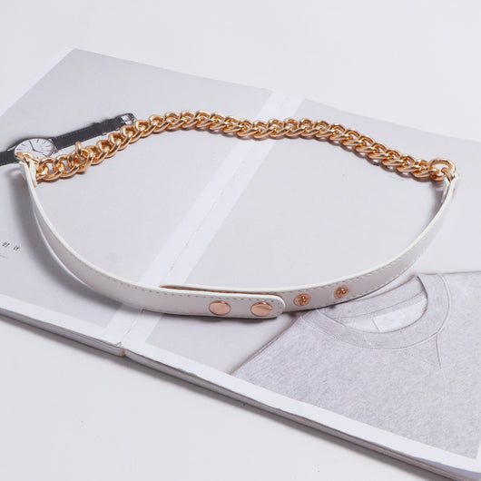Cinturón de Cuero PU con Cadena Metálica - Accesorio Versátil para Mujer - Image 3