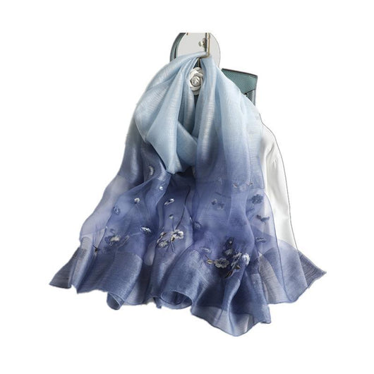 Pashmina de Seda y Lana con Bordado Degradado - Protección Solar - Image 2