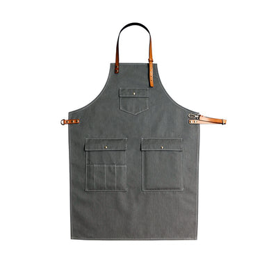 Delantal de Mezclilla con Correa de Cuero para Barista y Barbero - Image 2