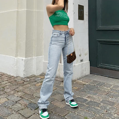 Jeans Skinny Azul de Cintura Alta con Elastano para Mujer