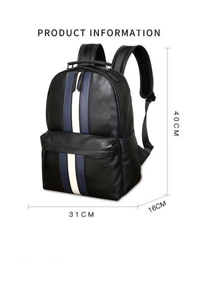 Mochila de Viaje en Cuero con Contraste de Colores para Hombre - Image 5
