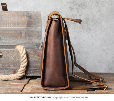 Mochila Escolar de Cuero Genuino Estilo Retro para Hombre - Image 4