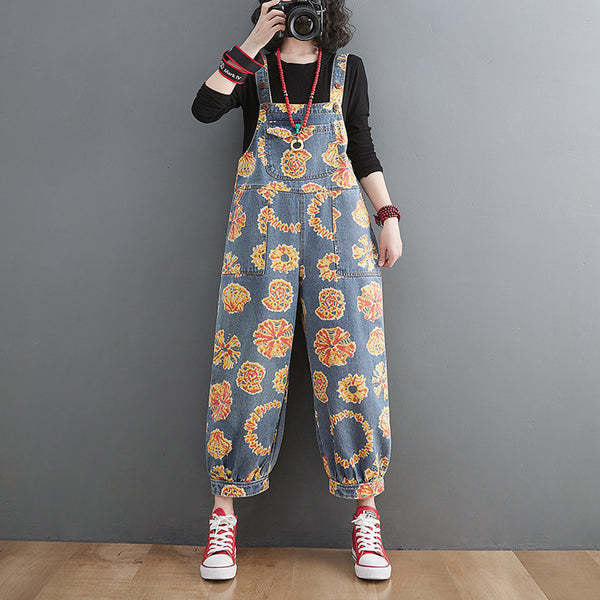 Overol Denim Holgado Talla Grande Estilo Coreano