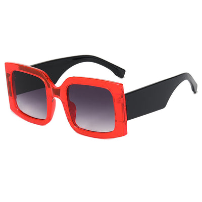 Large-frame green and tortoise shell sunglasses with gradient blue to yellow square lenses. - Image 7