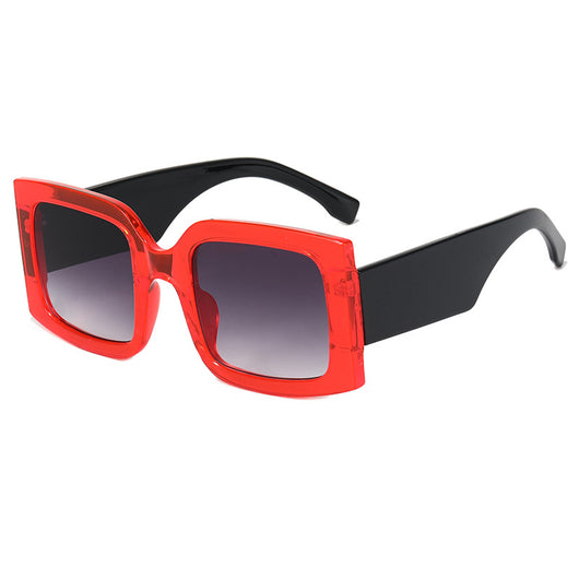 Large-frame green and tortoise shell sunglasses with gradient blue to yellow square lenses. - Image 7