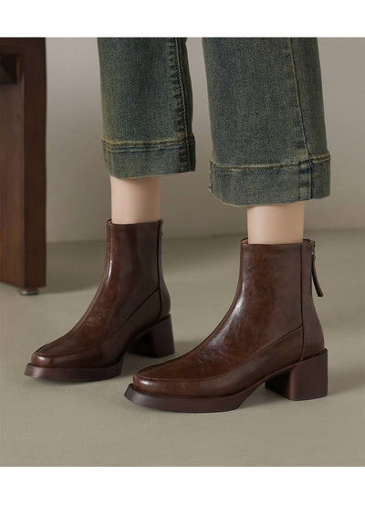 Botas Tobilleras de Cuero Genuino con Tacón Alto - Colección Otoño Invierno - Image 14