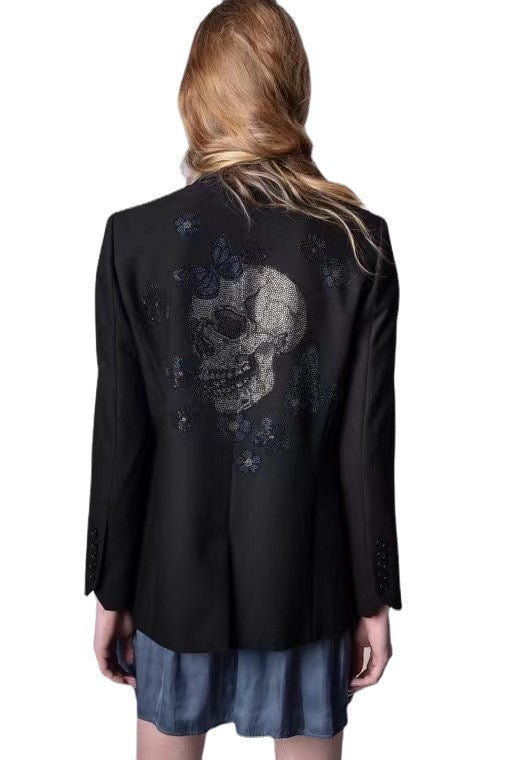 Chaqueta Motociclista Calavera Mariposa con Cristales Brillantes - Image 5
