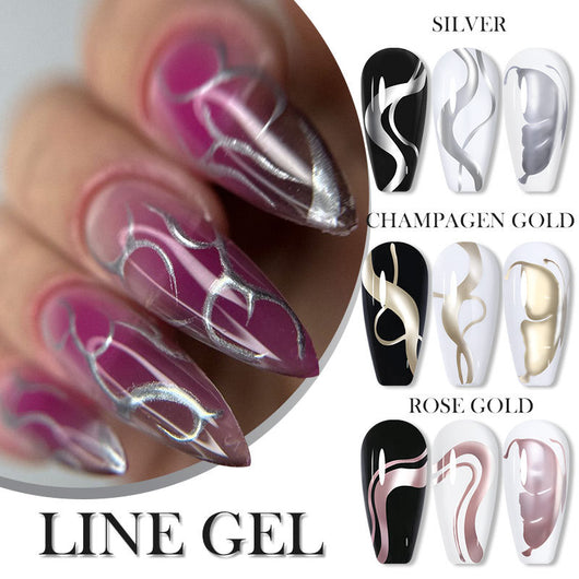 Esmalte Gel Metálico con Adhesivo Cable para Uñas Artísticas - Acabado Plateado Fotocurable - Image 16