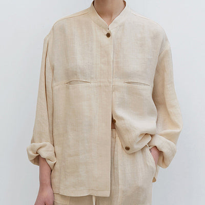 Camisa de Lino Puro Otoño Mujer - Estilo Artístico Retro Versátil - Image 16