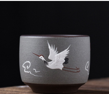 Taza de Té Cerámica Arcilla Púrpura Estilo Retro Chino Pintada a Mano - Image 2