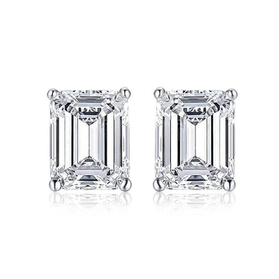 Aretes de Plata 925 con Diamante Rectangular de Alto Carbono - Image 3