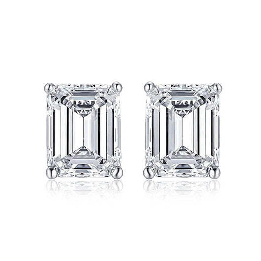Aretes de Plata 925 con Diamante Rectangular de Alto Carbono - Image 3