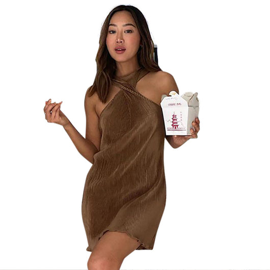 Vestido Halter sin Mangas con Detalle de Madera - Image 9