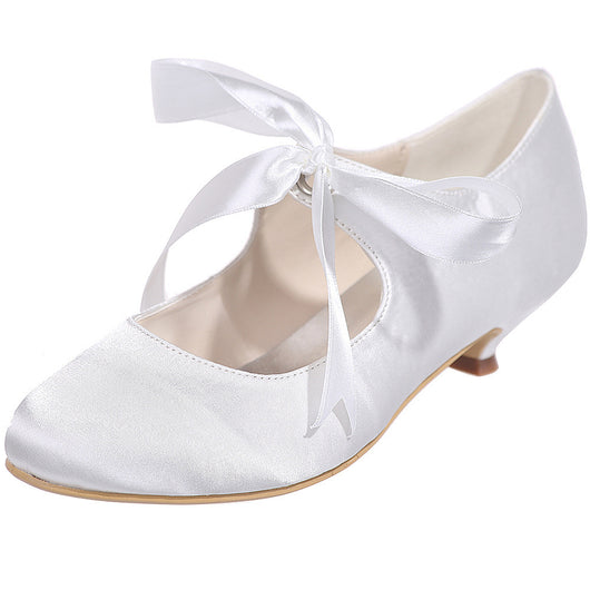 Zapatos de Baile Satinados con Cordones - Tacón Bajo Versátil y Elegante - Image 12