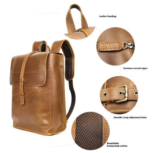 Mochila de Cuero para Viajes de Gran Capacidad con Compartimento Laptop - Image 3