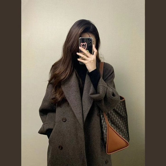 Abrigo de Lana Engrosado Estilo Coreano Largo hasta la Rodilla para Mujer - Image 6
