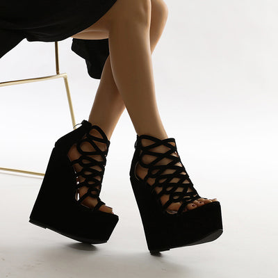 Sandalias Romanas con Cuña Hueca y Puntera Gamuza para Mujer - Image 5