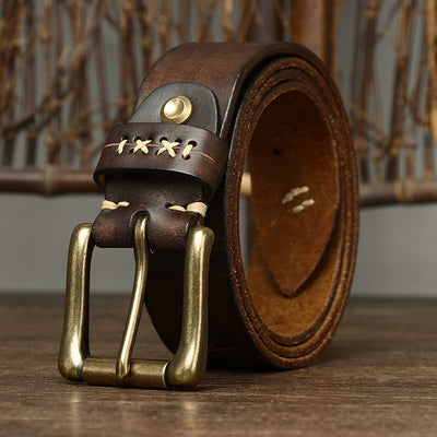 Cinturón Vaquero de Cuero Vintage Delavado con Hebilla de Pasador - Image 9