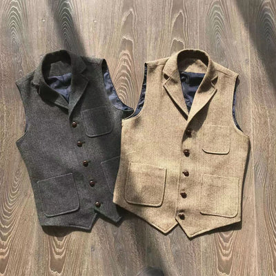 Chaleco de Caza Retro Khaki con Múltiples Bolsillos para Hombre