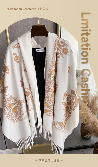 Chal Bufanda Mujer Invierno Efecto Cachemira con Bordado Elegante - Image 15
