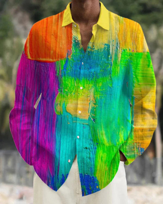 Camisa de Manga Larga con Estampado Degradado para Hombre - Image 9