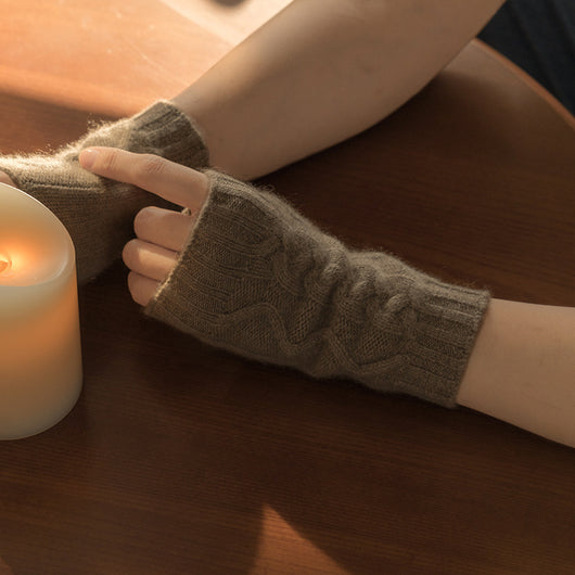 Guantes Mitón de Cachemira Retorcida para Otoño e Invierno - Image 8