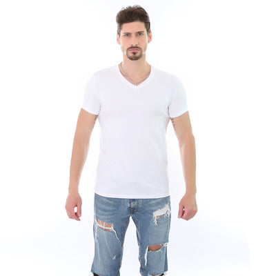 Playera Casual de Cuello V Hombre - Colores Sólidos - Image 2