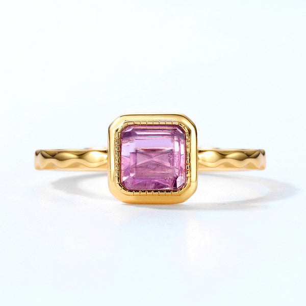 Anillo de Amatista Natural Cuadrado para Mujer