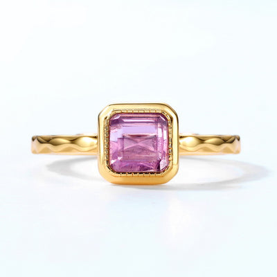 Anillo de Amatista Natural Cuadrado para Mujer