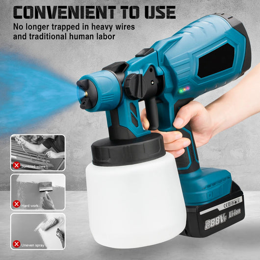 Pistola Rociadora de Pintura Inalámbrica Portátil Azul