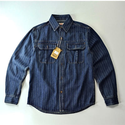 Camisa Denim Vintage Lavada para Hombre - Estilo Casual Americano - Image 2