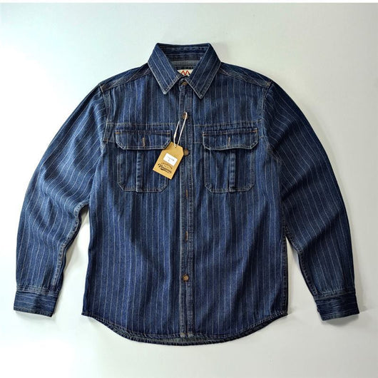 Camisa Denim Vintage Lavada para Hombre - Estilo Casual Americano - Image 2