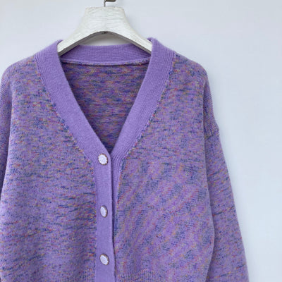 Suéter Cardigan Largo Cuello V Mezcla de Colores Elegante - Image 6