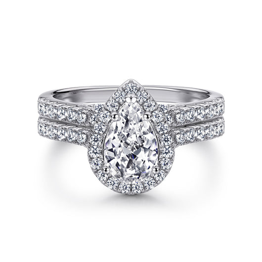 Anillo de Plata Esterlina con Zirconia Cúbica Gota - Simulante de Diamante - Image 3