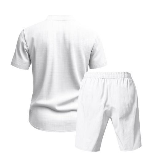 Traje de Lino Americano para Hombre - Dos Piezas Cuello Mao Playa Verano - Image 28