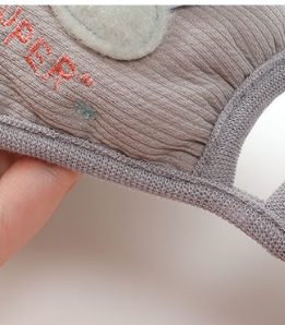 Brown winter mask with integrated faux fur earmuffs, featuring 'my girl' text and floral lace embroidery. - Image 15