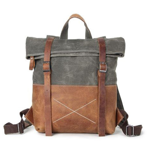 Mochila de Viaje en Lona Encerada Resistente con Detalles en Cuero Premium - Image 6