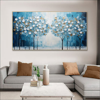 Cuadro Árbol de la Vida Abstracto Azul - Pintura al Óleo Moderna Boho Decoración del Hogar - Image 3