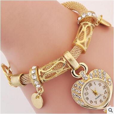 Reloj Pulsera Acero Corazón Durazno Vintage - Image 2