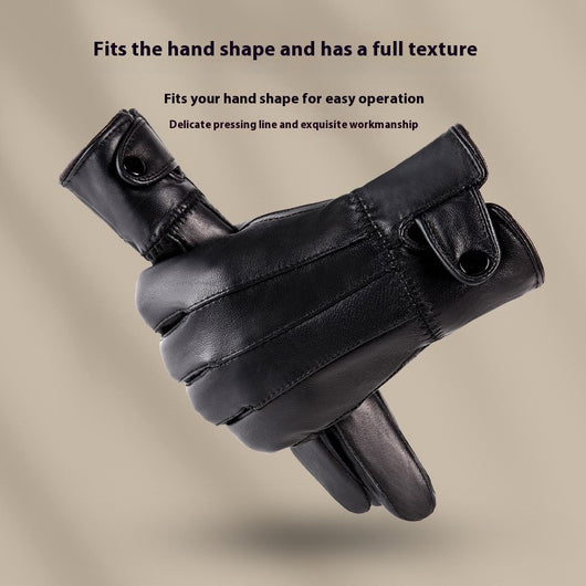 Guantes de Cuero Genuino Unisex con Forro Polar para Otoño e Invierno - Image 4