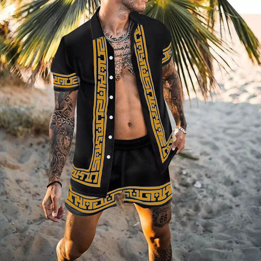 Camisa Estampada Suelta Casual Europeo Americano para Hombre